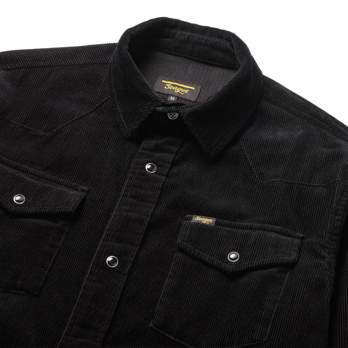 Seager Reagan Pearl Snap Cord Black Button Up L/s Shirt