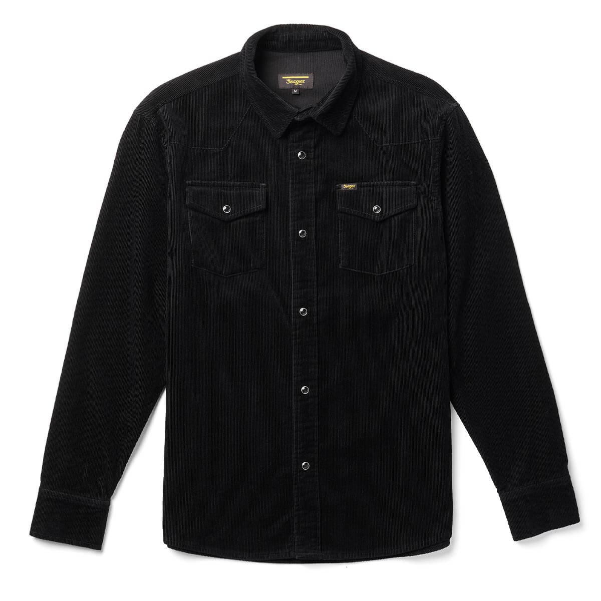 Seager Reagan Pearl Snap Cord Black Button Up L/s Shirt