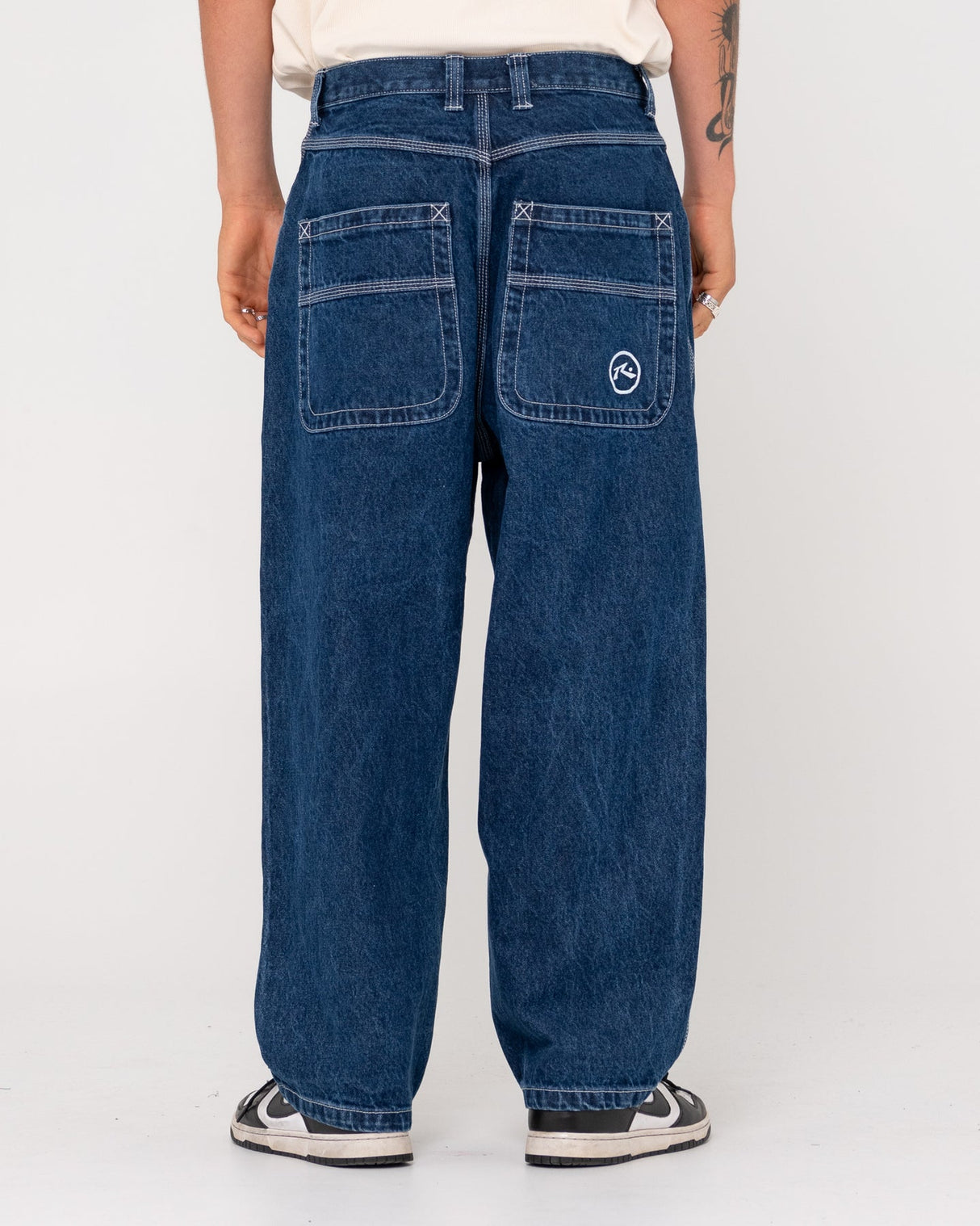 Rusty Flip Daddy Tapeless Baggy Deep Sea Blue Denim Jeans