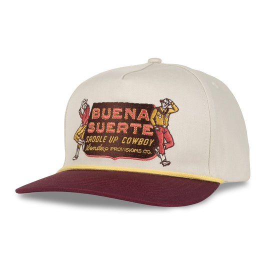 Sendero Buena Suerte Cream Maroon 5-Panel Structured Snapback Hat