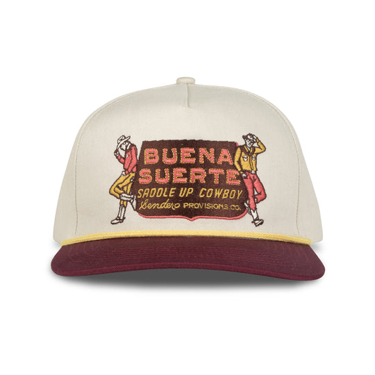 Sendero Buena Suerte Cream Maroon 5-Panel Structured Snapback Hat