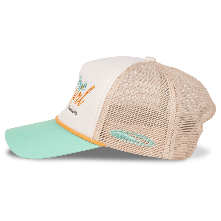Sendero Coastal Cowgirl Cream Teal Snapback Trucker Hat