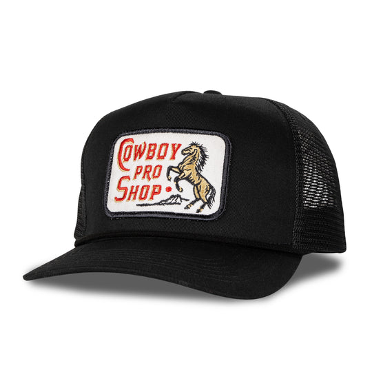Sendero Cowboy Pro Shop 5-Panel Mesh Black Trucker Snapback Hat