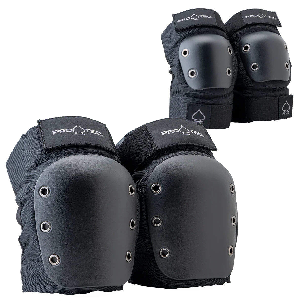 ProTec Street Knee & Elbow Open Back Black Pad Set