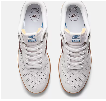 New Balance Numeric 508 Westgate White Burgundy Gum Shoes