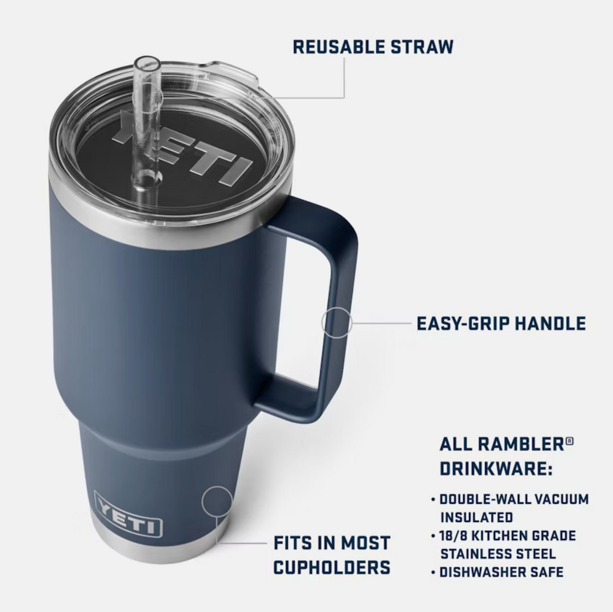 Yeti Rambler 42 oz Straw Mug Navy