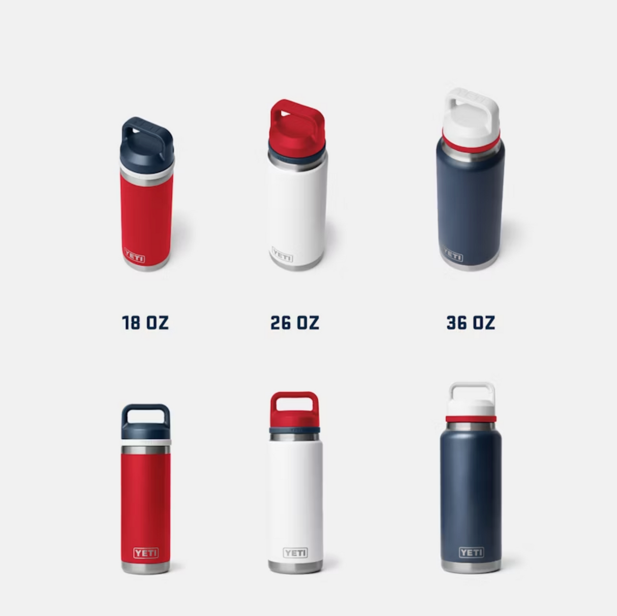 Yeti Rambler 36 oz Bottle Chug Red White Navy Water Bottle