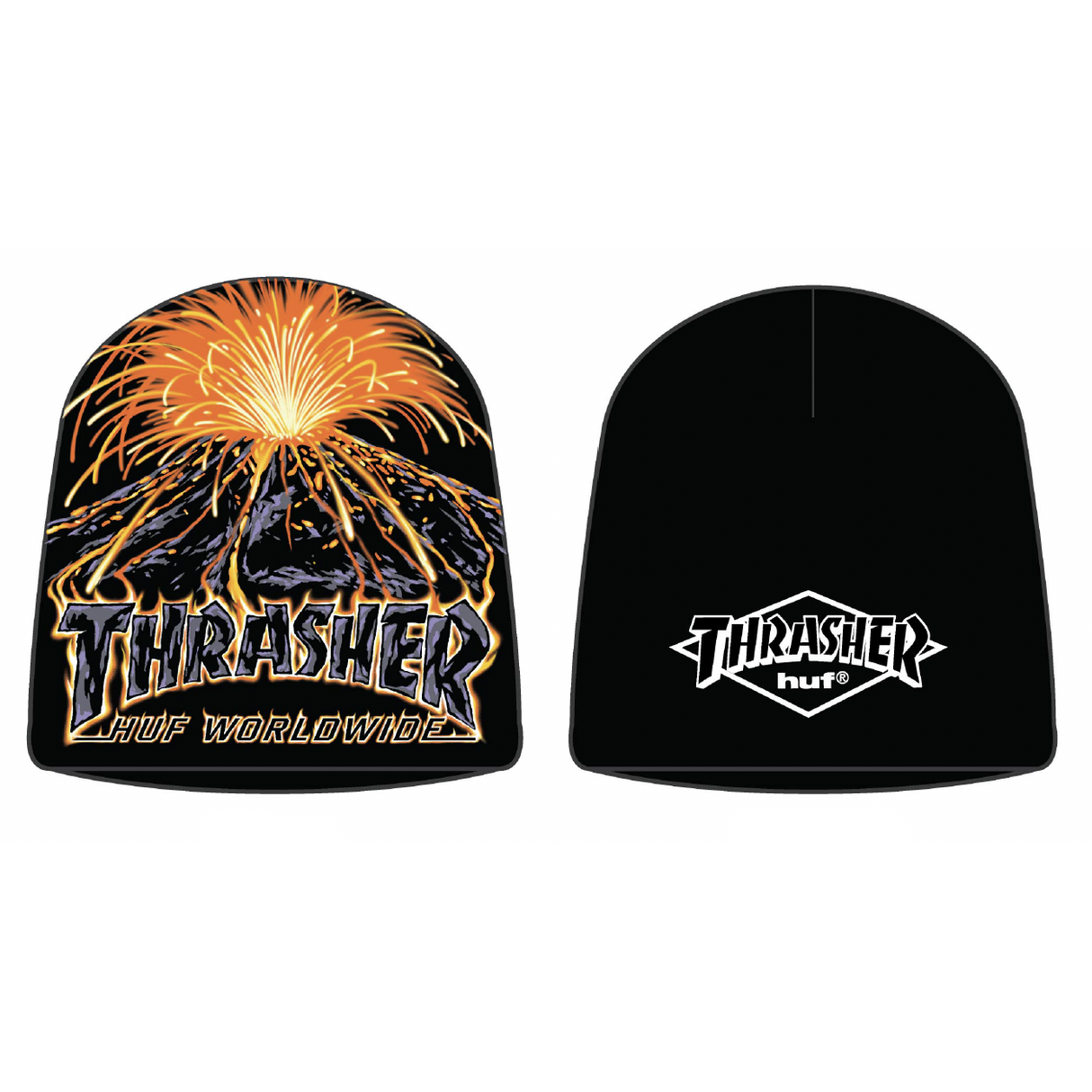 Huf X Thrasher Meltdown Reversible Black Beanie