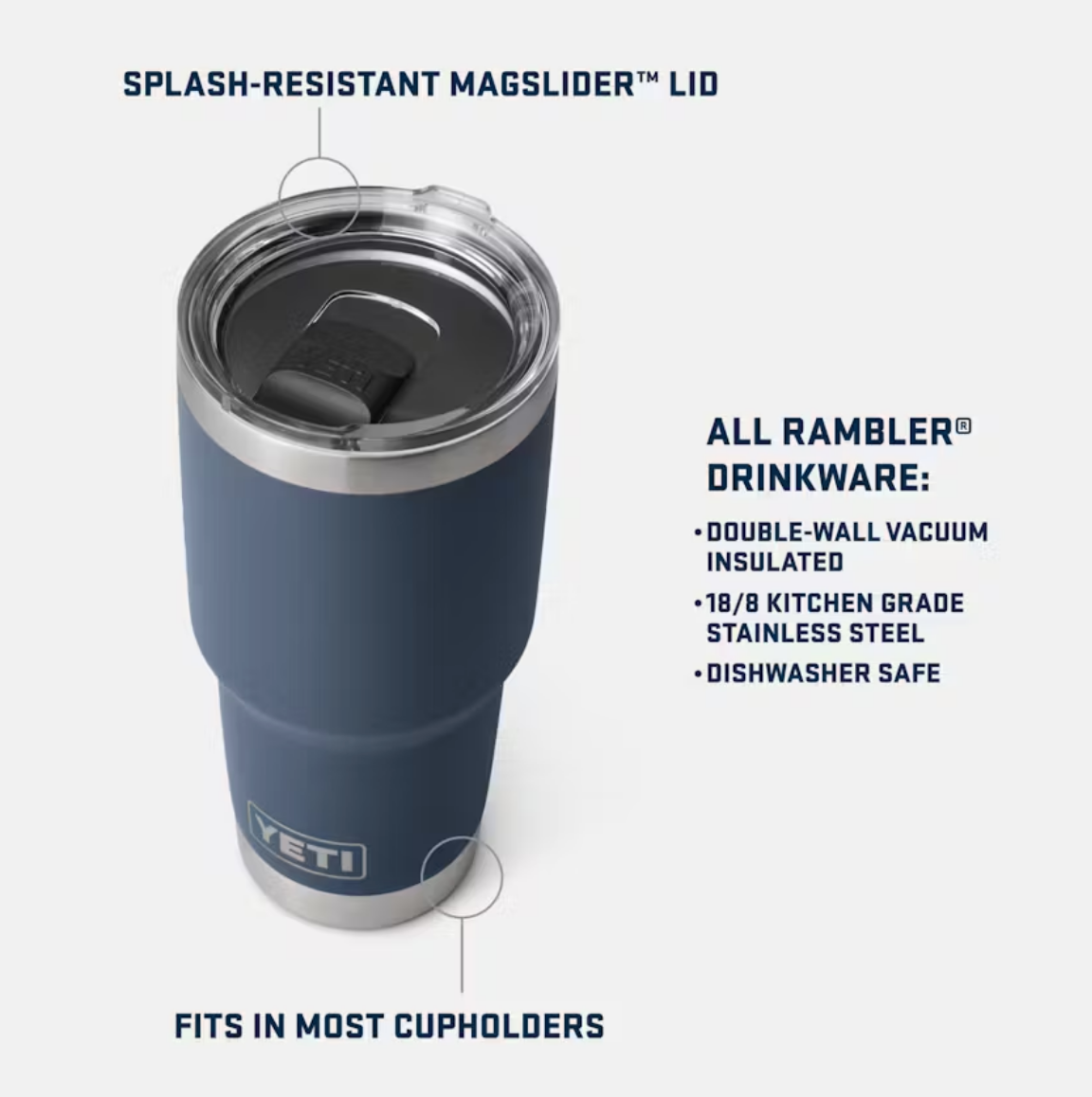 Yeti Rambler 30oz Tumbler with Magslider Lid Moon Dust