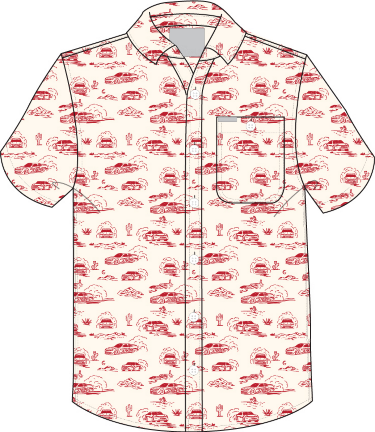 Sendero X Brad Perez City Slicker Red Car Toile Button Up Shirt