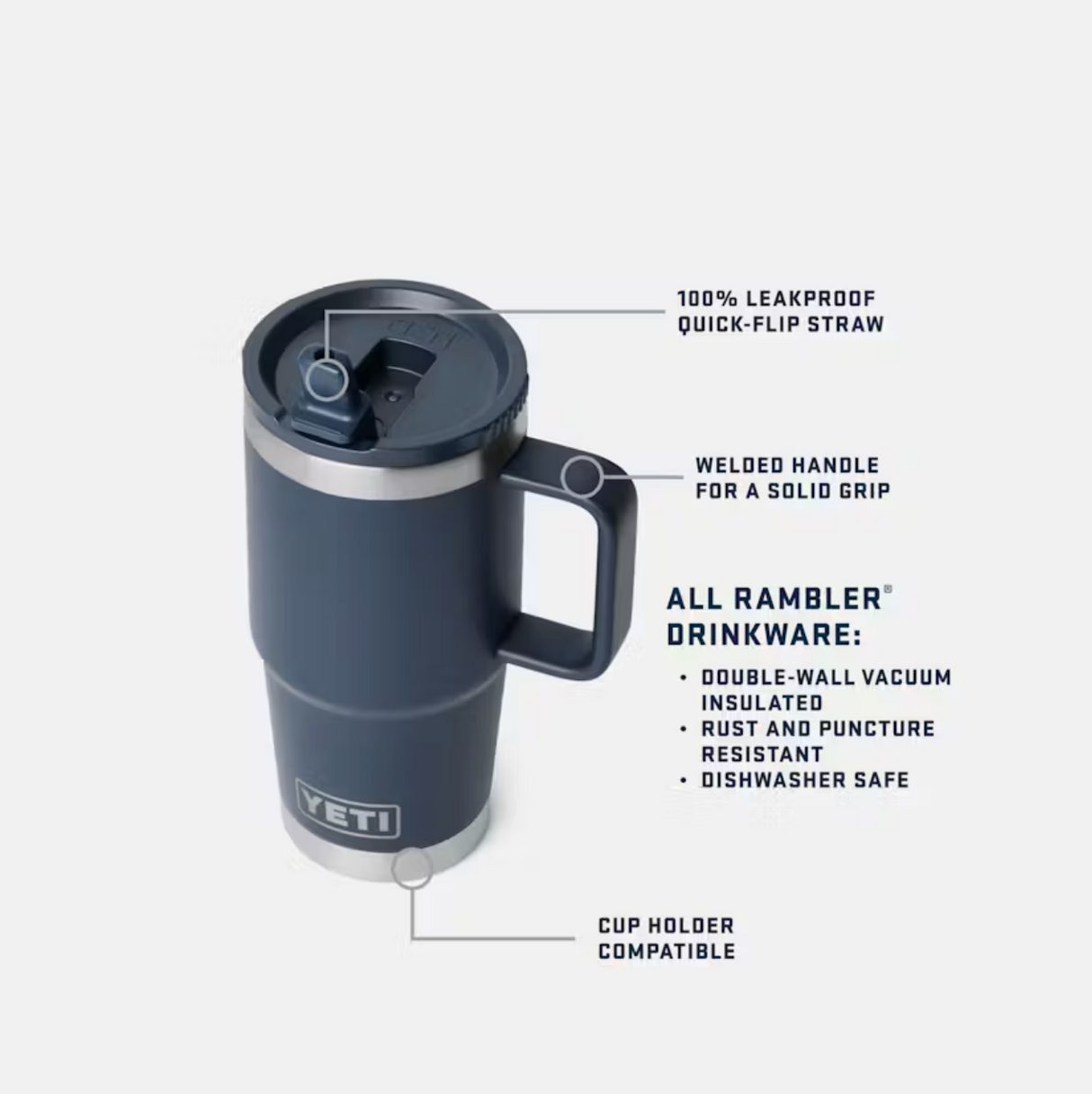 Yeti Rambler 40 oz Straw Travel Mug Cape Taupe