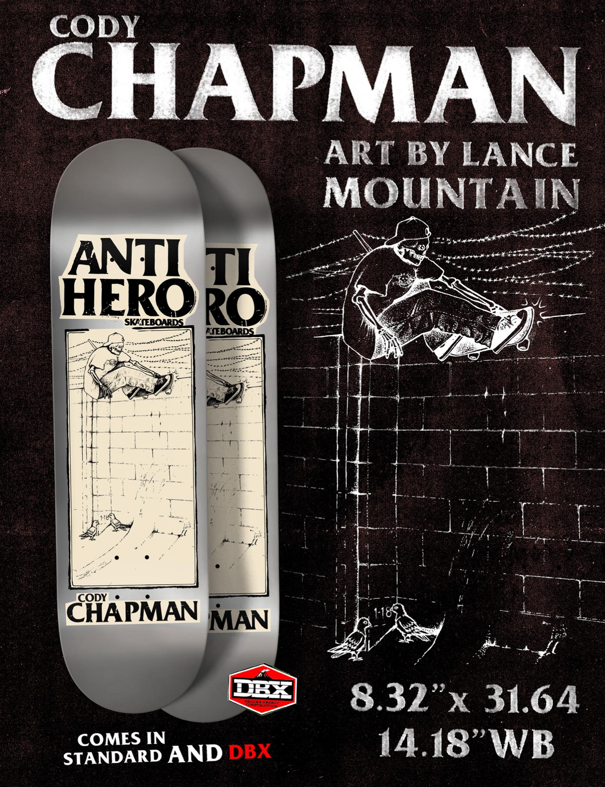 Anti-Hero Chapman Lance 8.32" Skateboard Deck