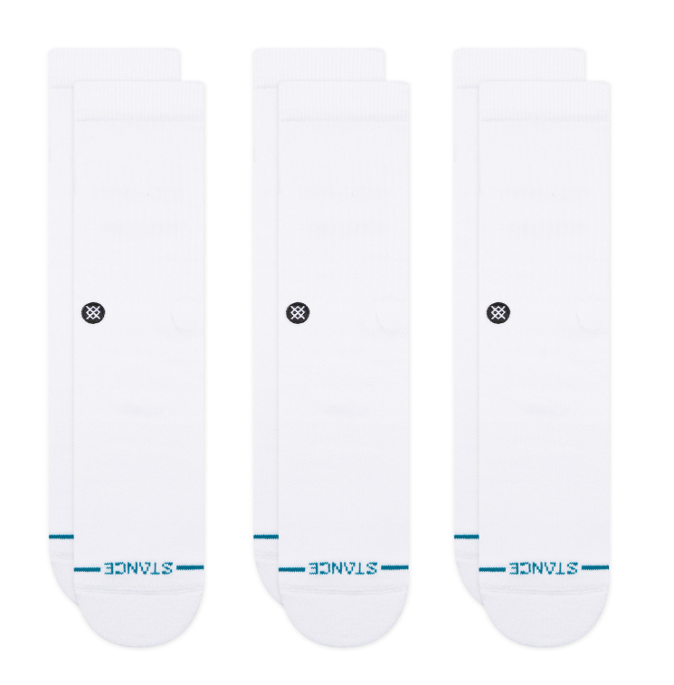 Stance Icon White/Black 3 Pack Crew Socks