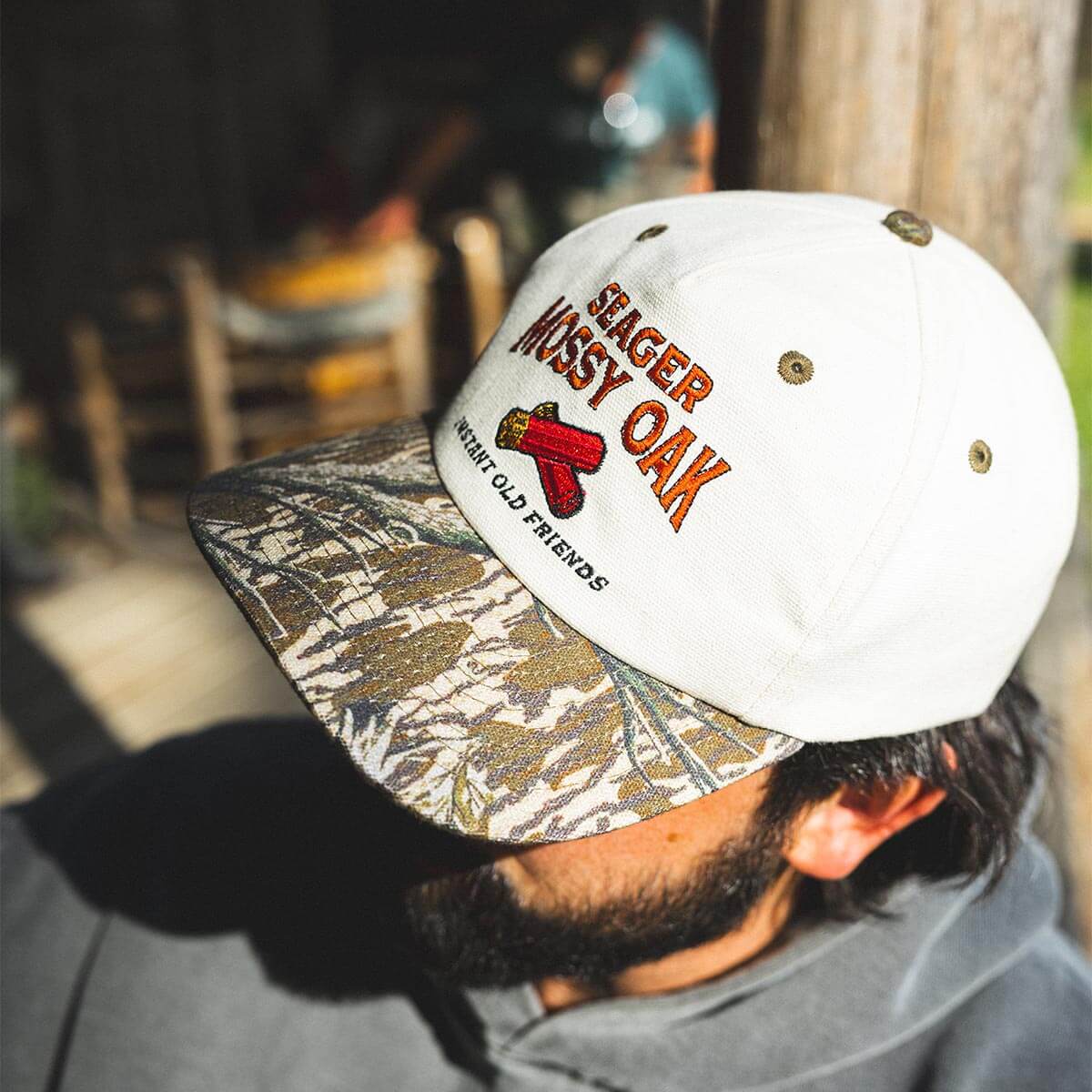 Seager X Mossy Oak Gone Hunting Camo Cream Snapback Hat