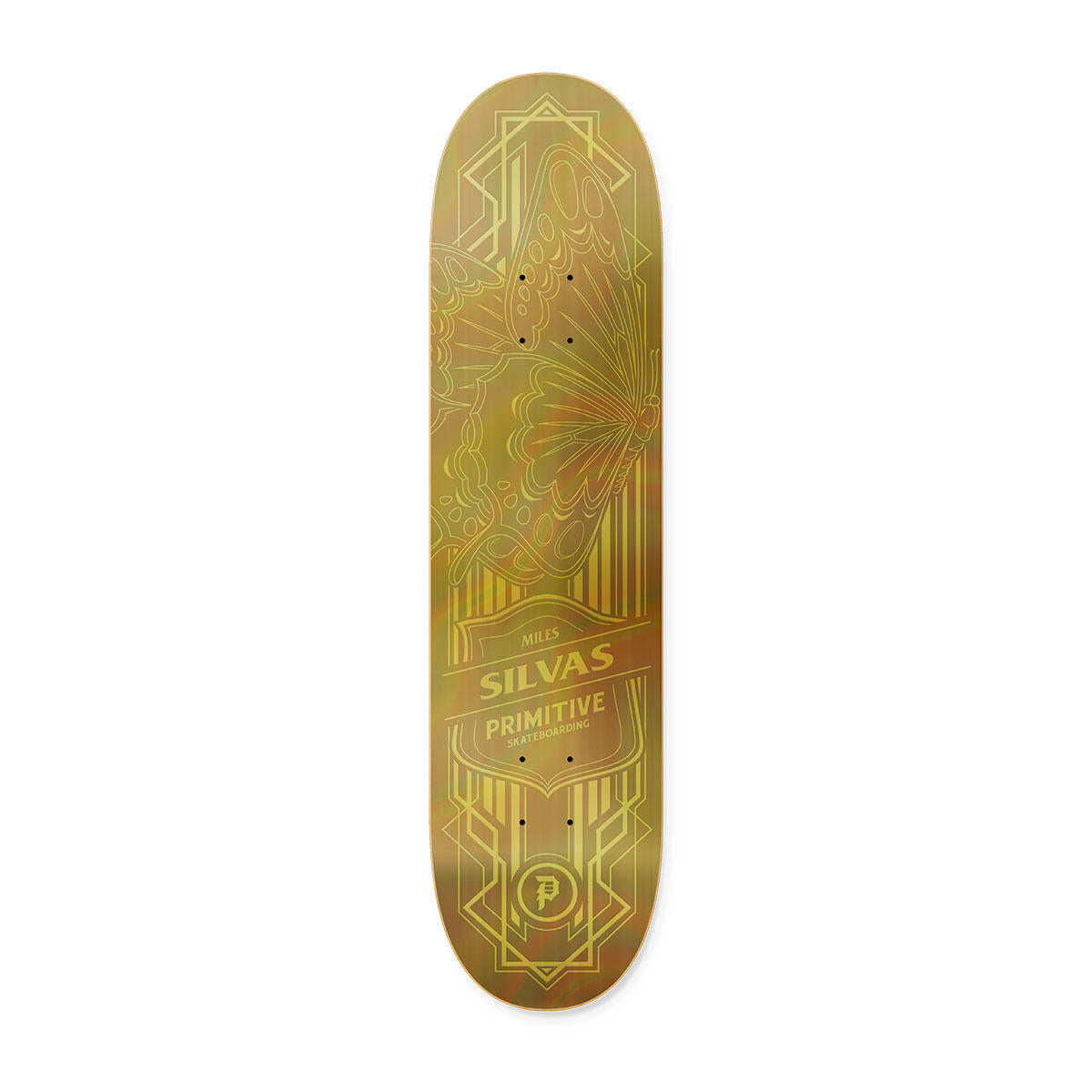 Primitive Silvas Holofoil Butterfly Gold 8.5" Skateboard Deck