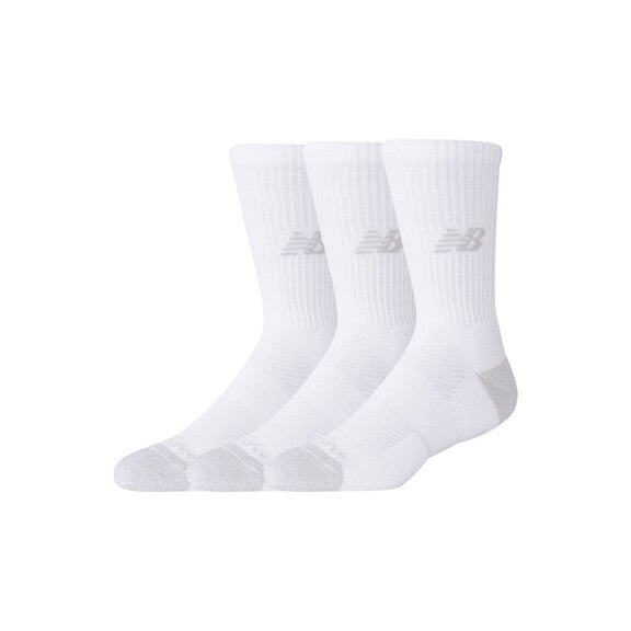 New Balance Active White Grey Crew 3 Pack Socks