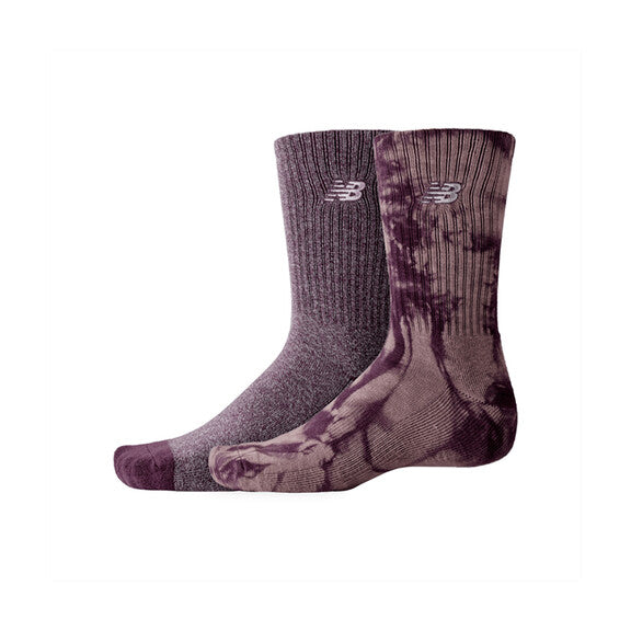 New Balance Lifestyle Tie-Dye Grey Purple Mid Crew 2 Pack Socks