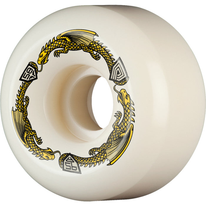 Powell Peralta Dragon Formula Yellow 95A 58mm x 33mm Off White RB2 Skateboard Wheels