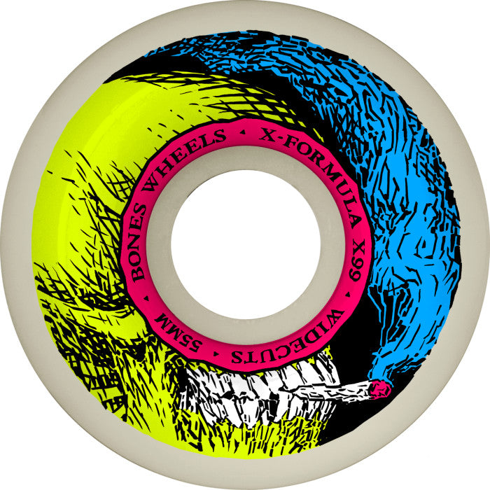 Bones Wheels X-Formula Smokin Skull V6 Wide-Cut 55mm 99A Skateboard Wheels