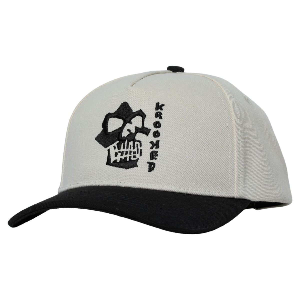 Krooked Skulls Off White/Black Snapback Hat