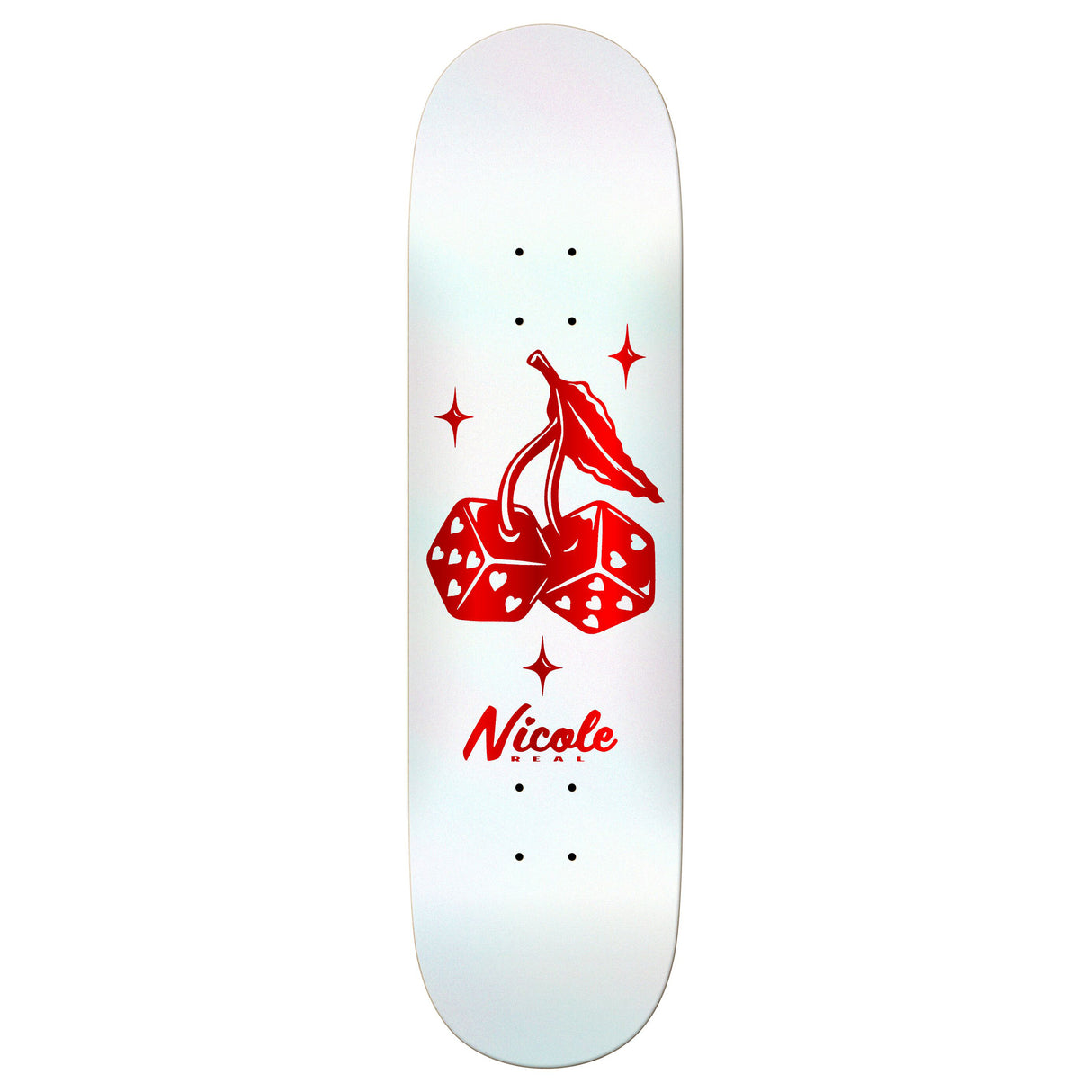 Real Nicole High Roller - 8.35" Twin Nose White Skateboard Deck