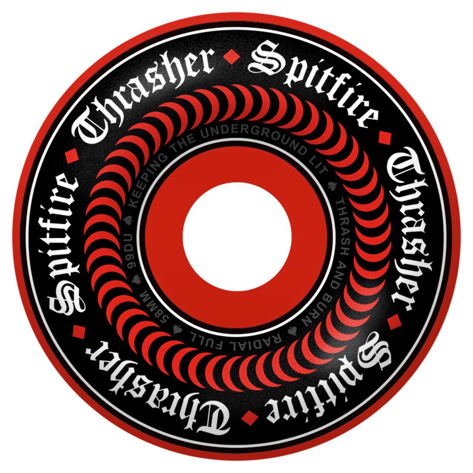 Spitfire Thrasher - Oath - F499 Radial Full Red 58mm Skateboard Wheels
