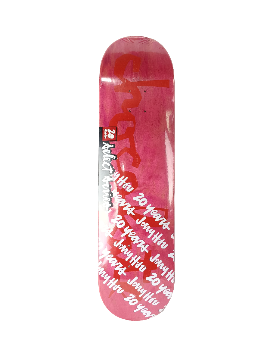 Chocolate Jerry Hsu Pink Woodgrain Red White Size 8.125" Vintage NOS Deck