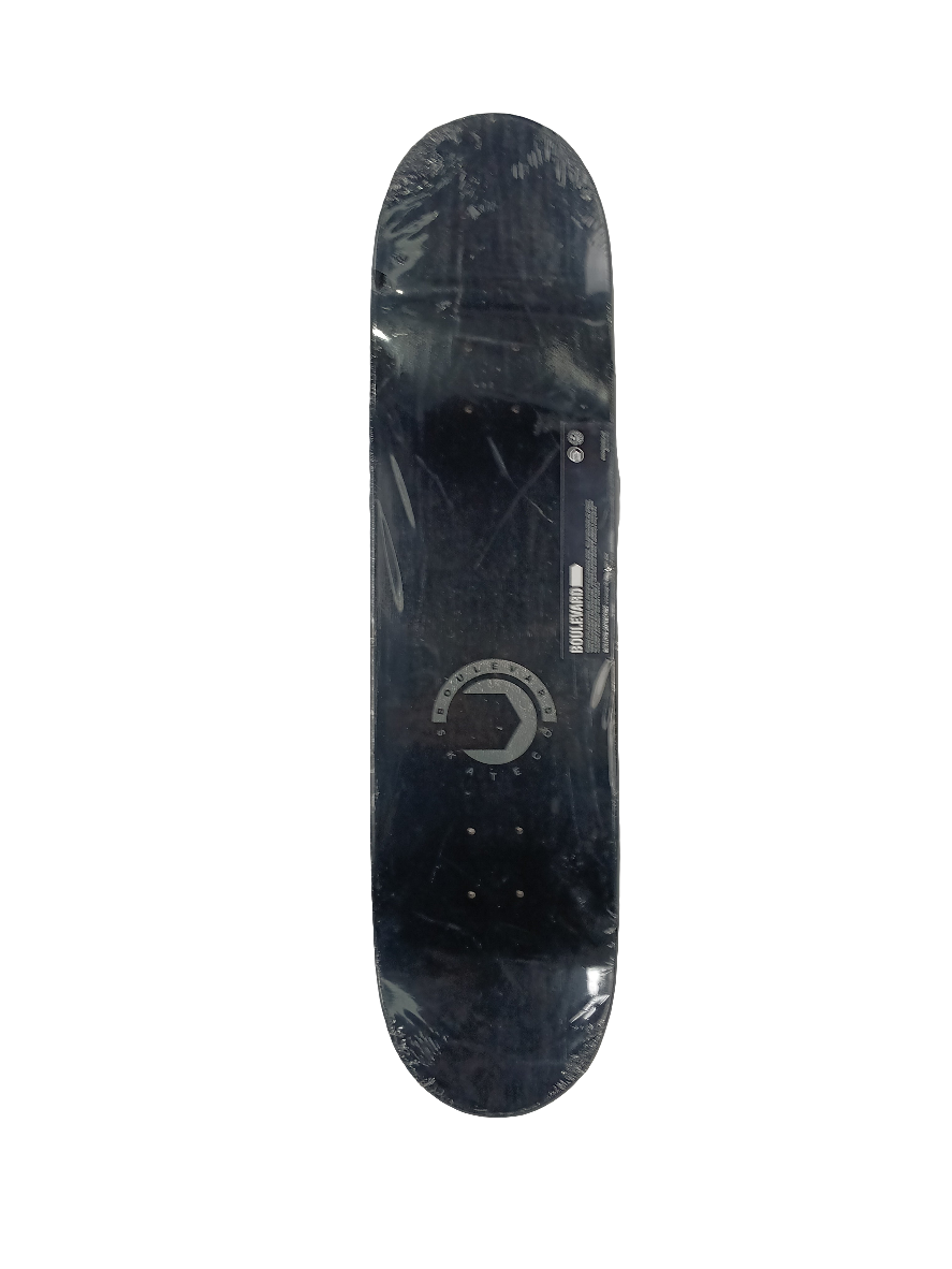 Boulevard Team Text Black Yellow Silver Size 8.e" Vintage NOS Deck