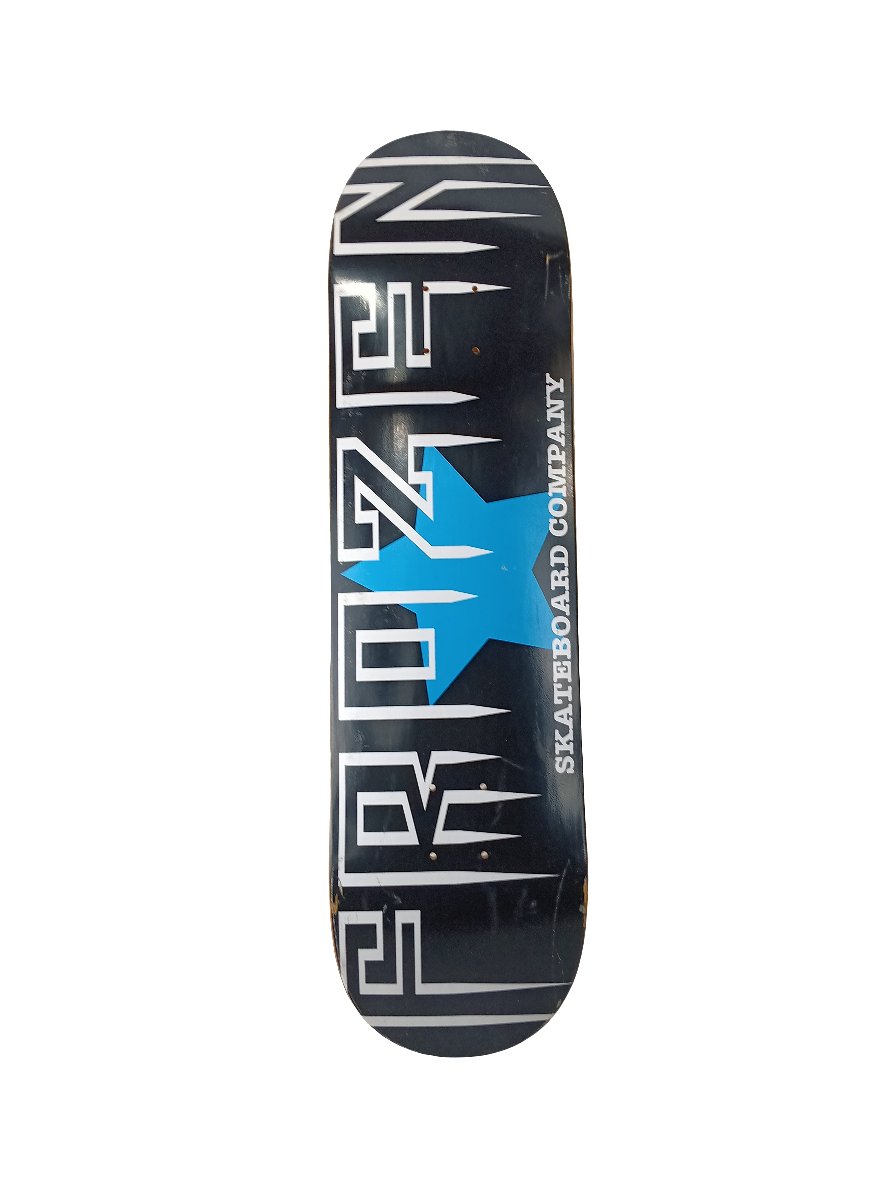 Frozen Skateboard Company Blue Star Black White Size 8.25" Vintage NOS Deck