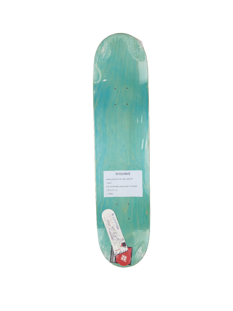 Krooked Dan Drehobl Eyes White Red Multi Size 7.81" Vintage NOS Deck