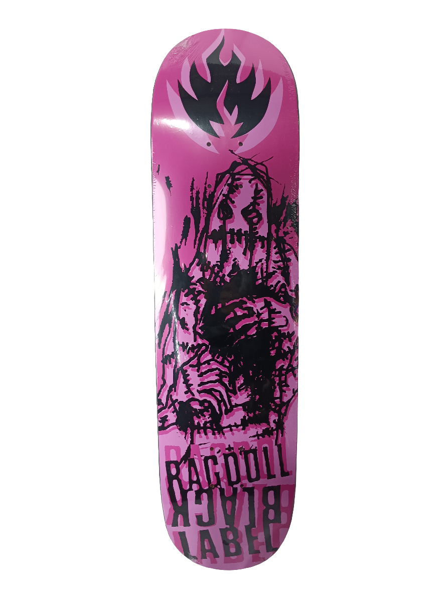 Black Label Ragdoll Graphic Pink Black Size 8.0 Vintage NOS Deck