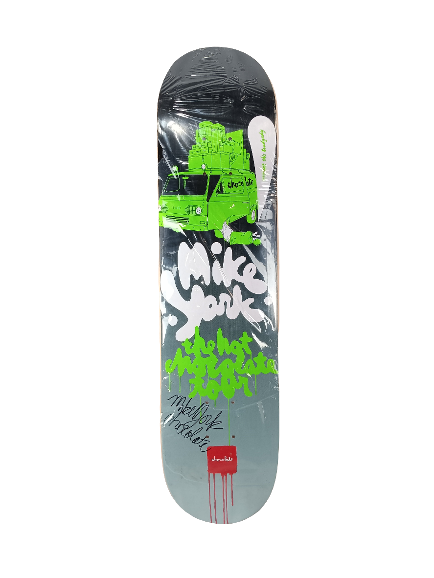 Chocolate Mike York Autographed Chocolate Tour Green/White 7.625" Vintage NOS Deck