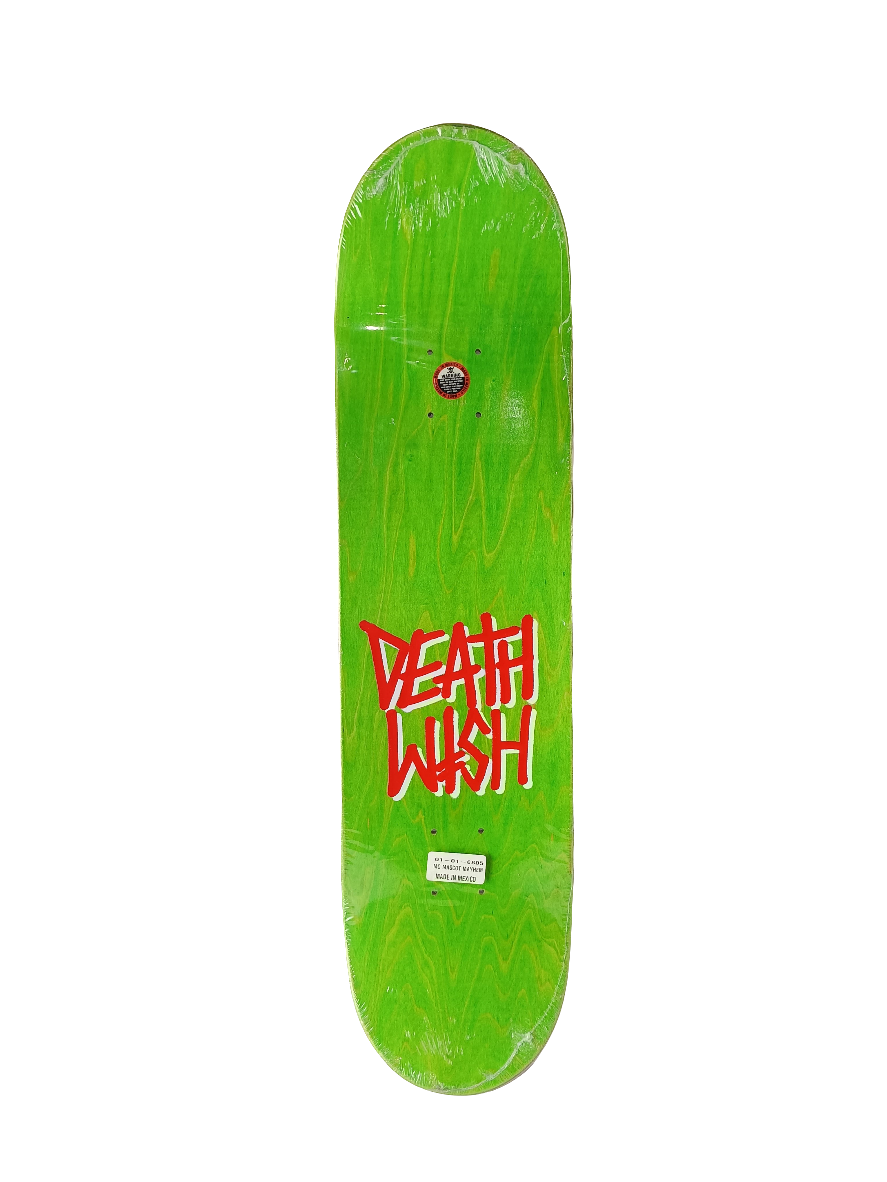 Deathwish Moose Mascot Mayhem Crash Dummy Black Woodgrain Blue White Size 8.125 Vintage NOS Deck