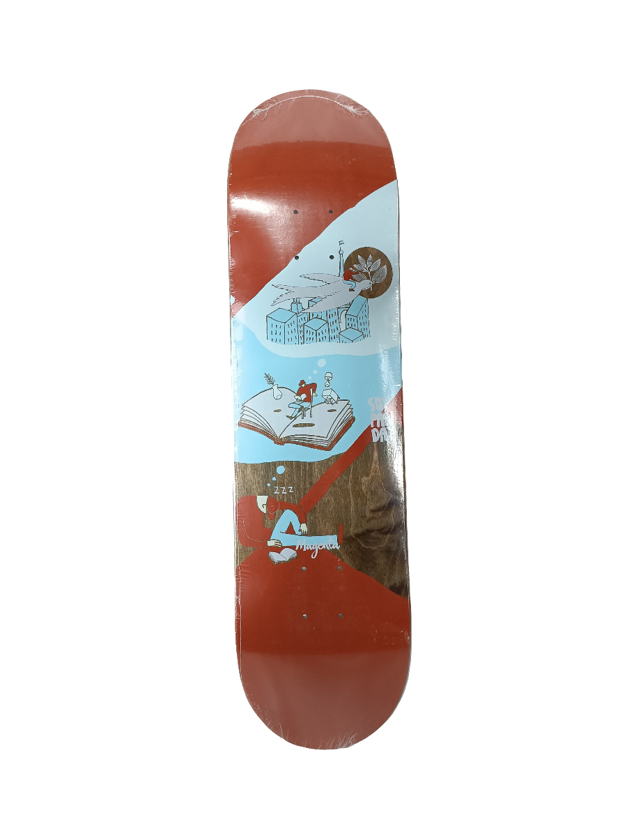 Magenta Soy Panday Extravision Brown Woodgrain Red LT Blue Size 8.125 Vintage NOS Deck