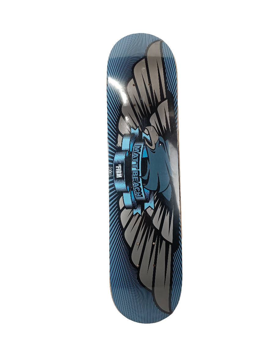 The Firm Matt Beach Eagle Blue Black Grey Size 7.5" Vintage NOS Deck
