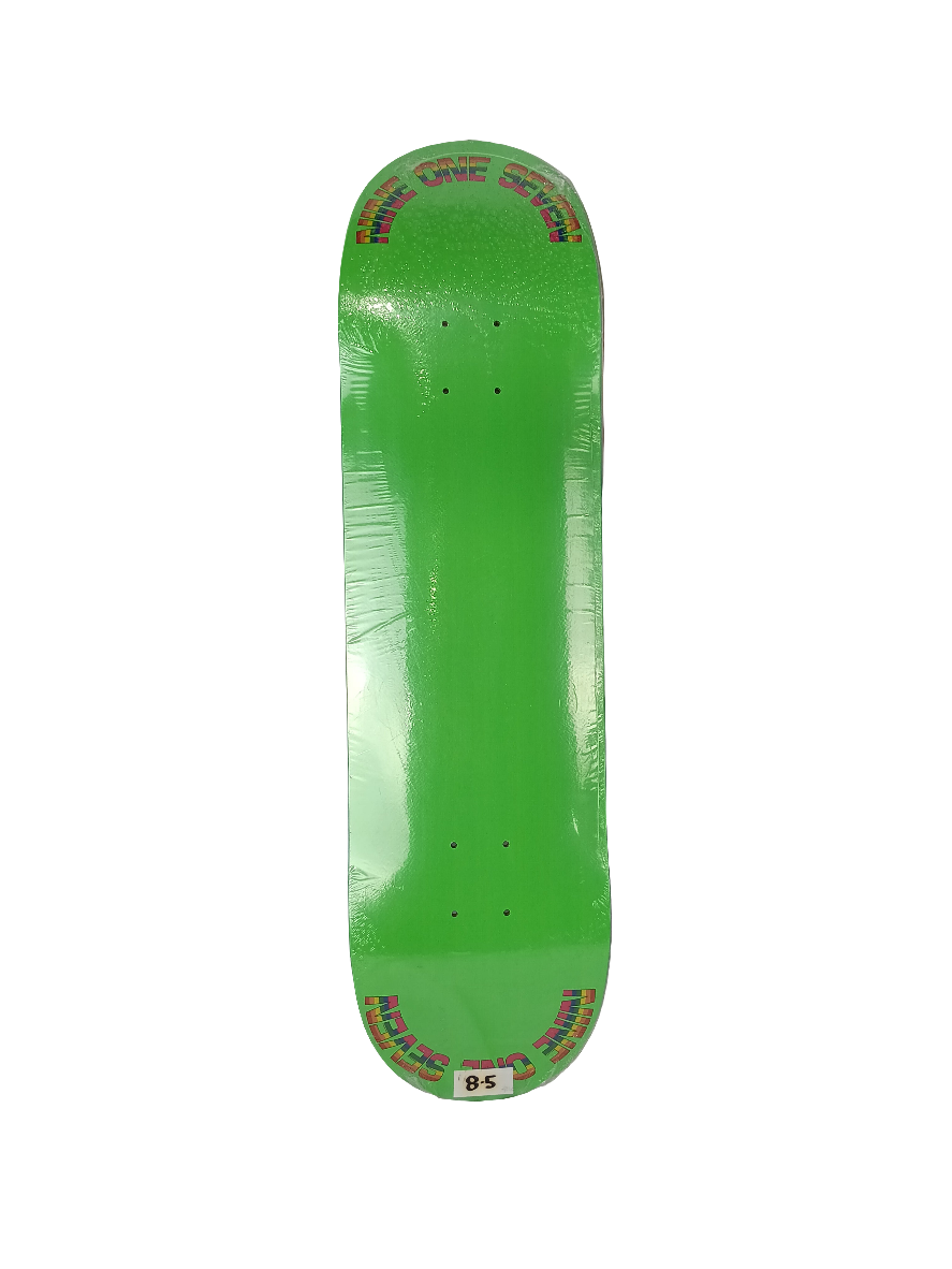 917 Nine One Seven Team Graphic Green Rainbow Slick Bottom Size 8.5 Skateboard Deck