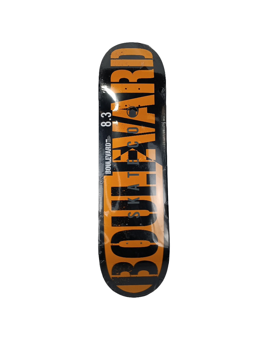 Boulevard Team Text Black Yellow Silver Size 8.3" Vintage NOS Deck