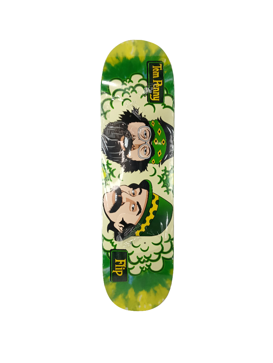 Flip Tom Penny Cheech And Chong Green Room Tye Dye Green Yellow Size 8.13" Vintage NOS Deck
