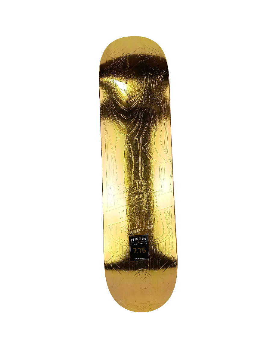 Primitive Nick Tucker Howling Wolf Gold Foil Size 7.75" Vintage NOS Deck