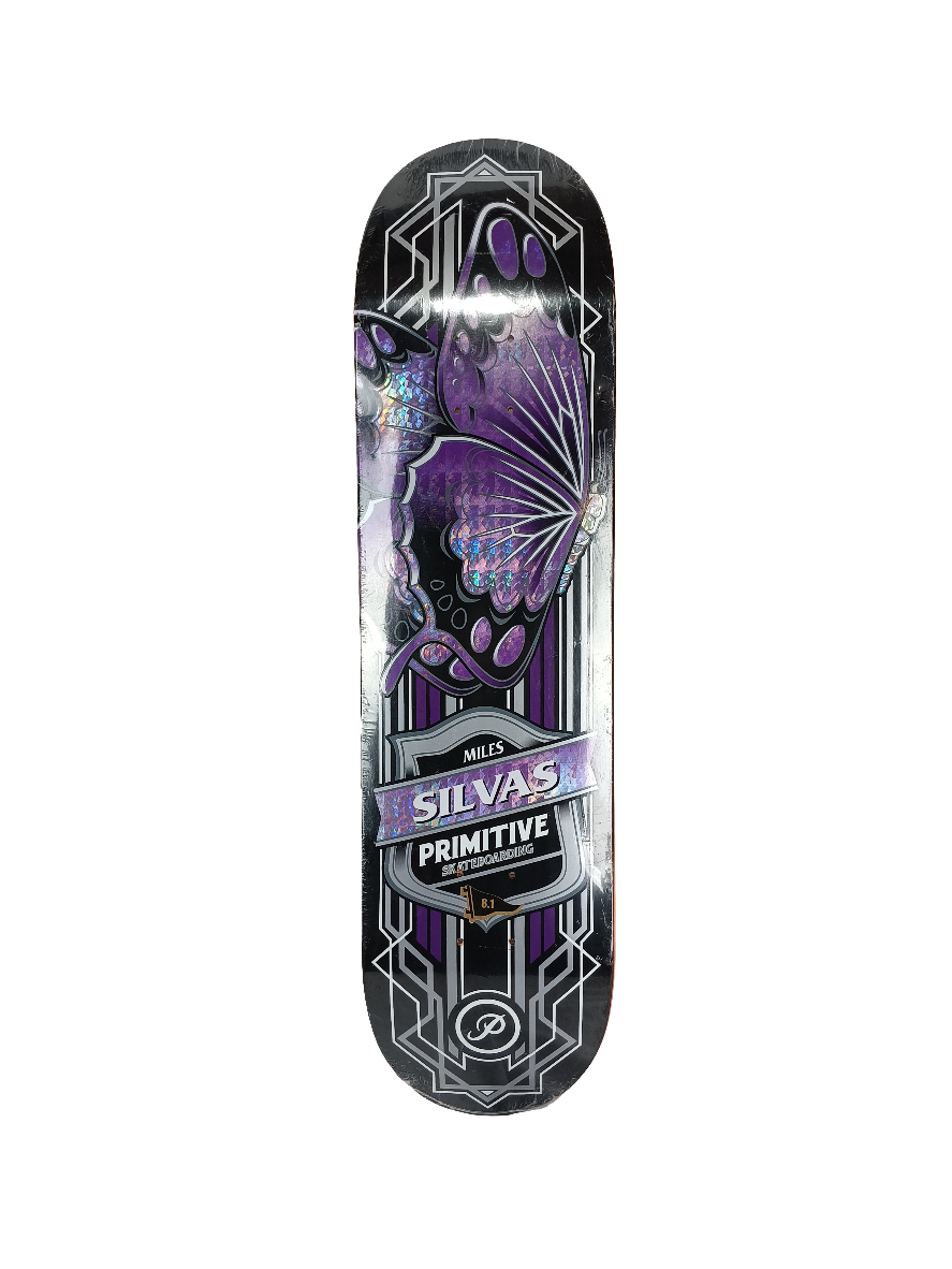 Primitive Miles Silvas Butterfly Spirit Reflective Purple Size 8.1 Vintage NOS Deck