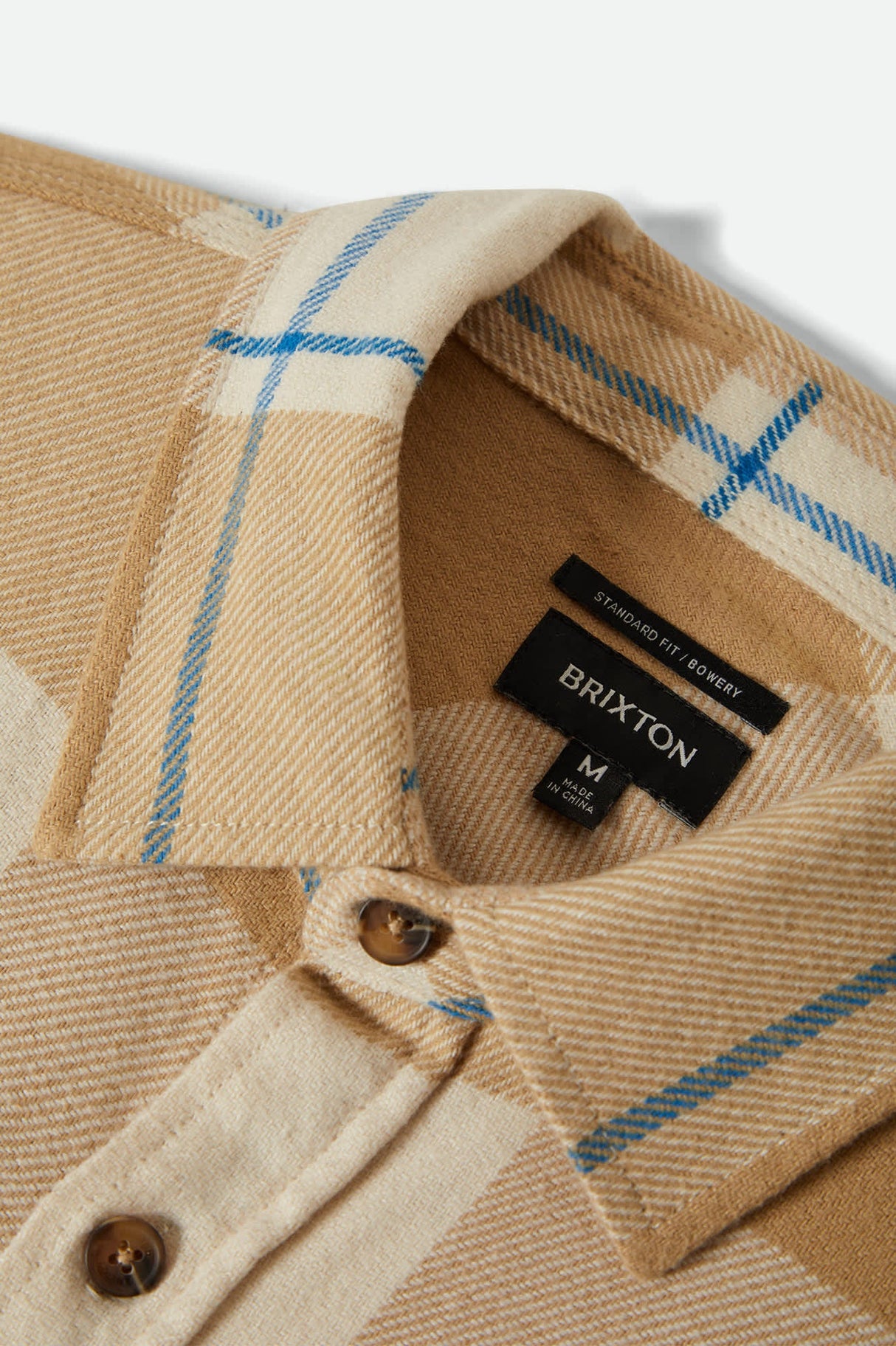 Brixton Bowery White Cap Sand Cyber Blue L/s Flannel Shirt