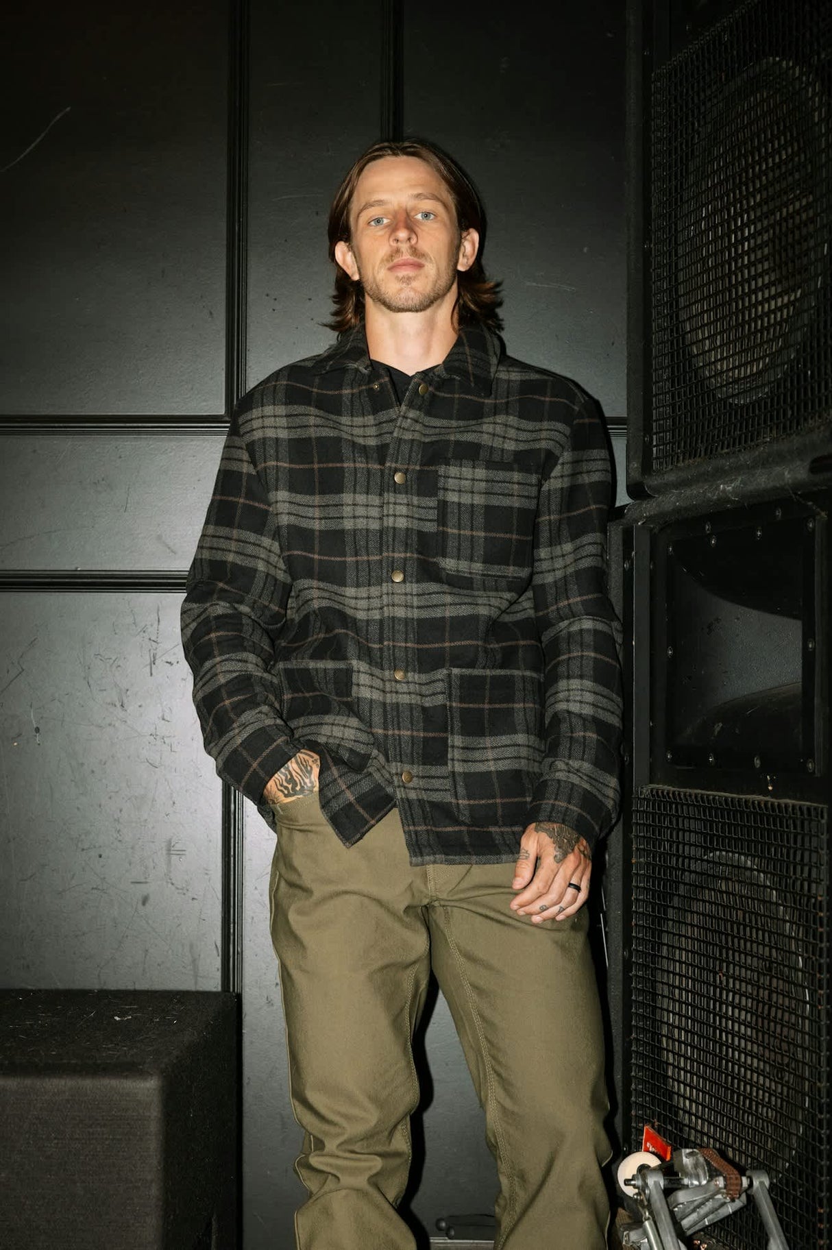 Brixton Bowery Black Charcoal L/s Flannel Shirt