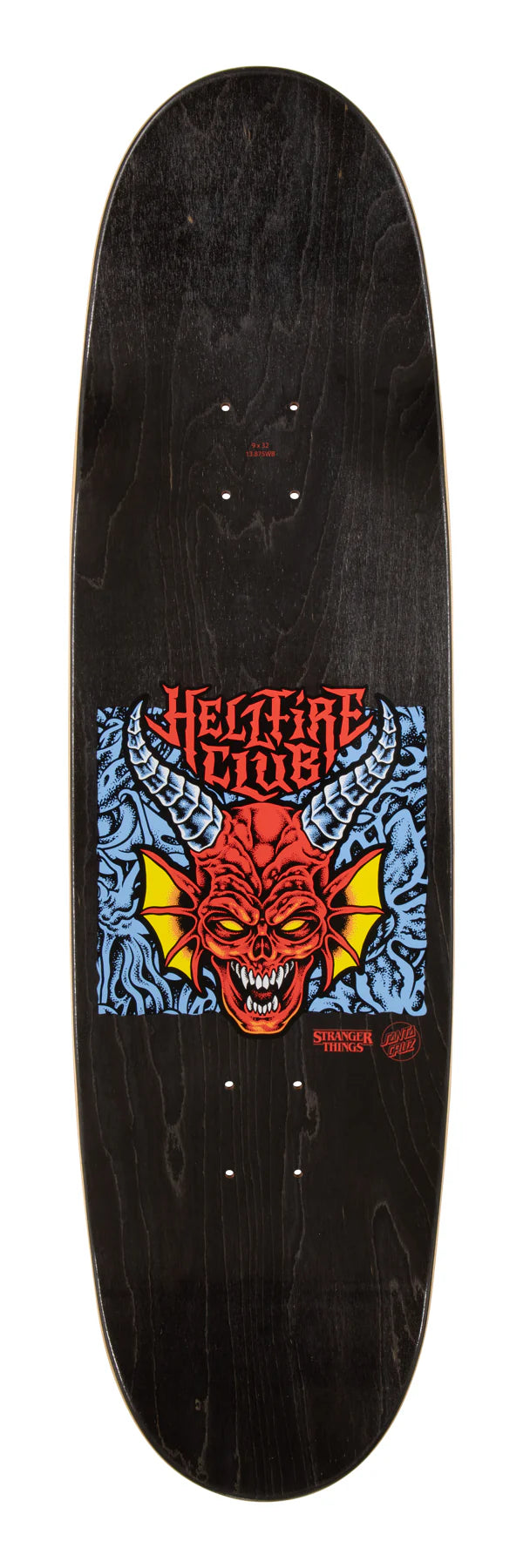 Santa Cruz Stranger Things Hellfire Club Flames 9" Skateboard Deck