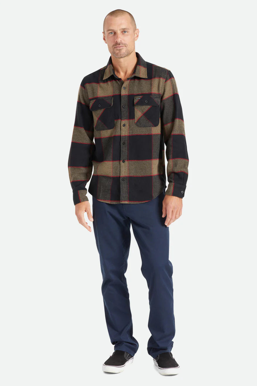 Brixton Bowery Heather Grey Charcoal L/s Flannel Shirt