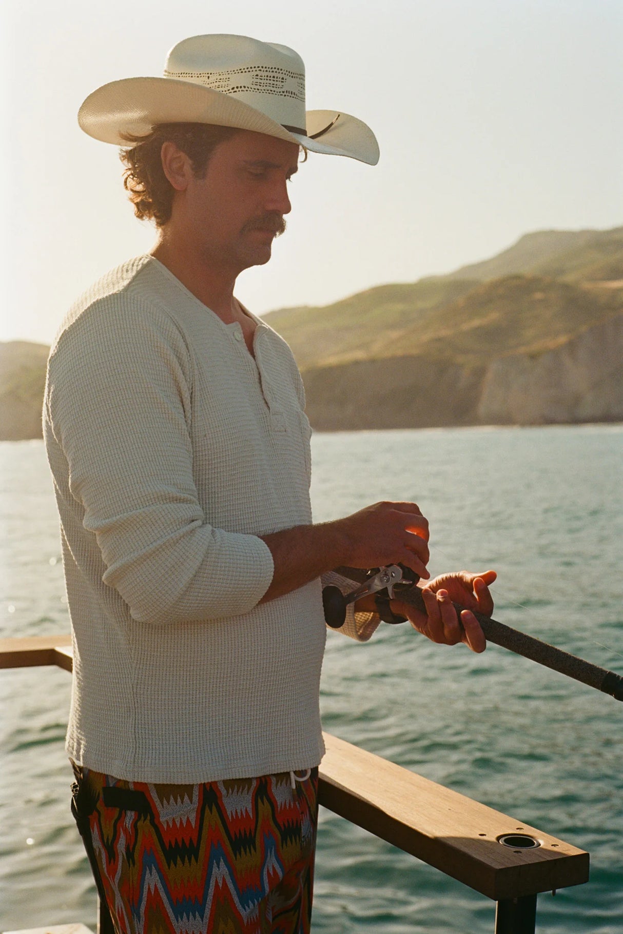 Seager Sawpit Vintage White Henley L/s Thermal Shirt