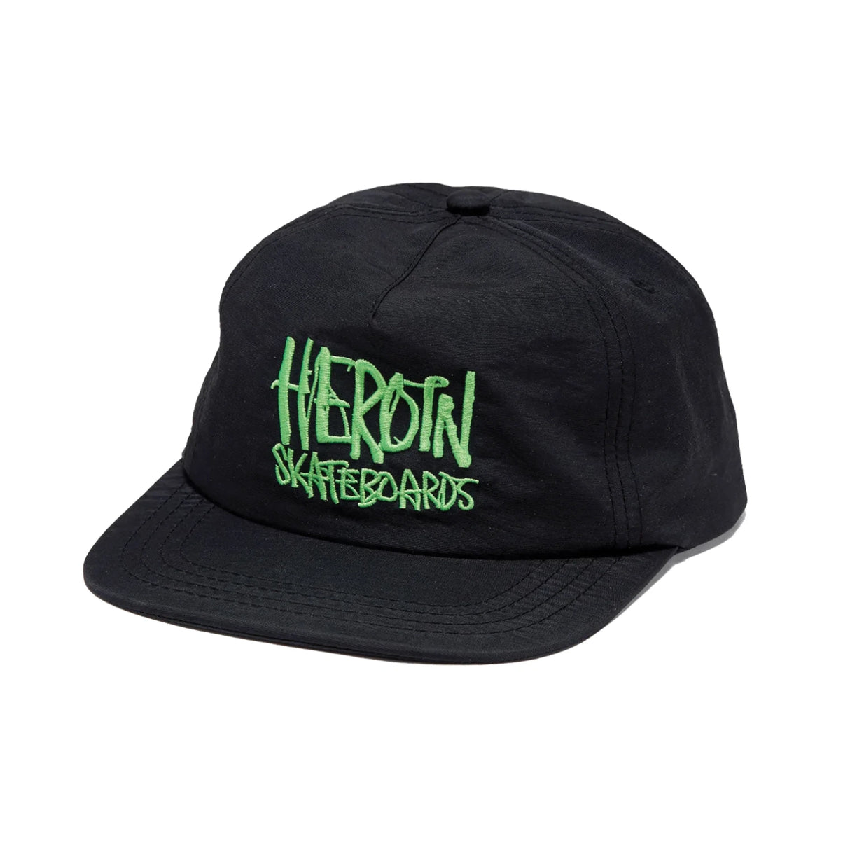 Heroin Script Black / Green Nylon Snapback Hat