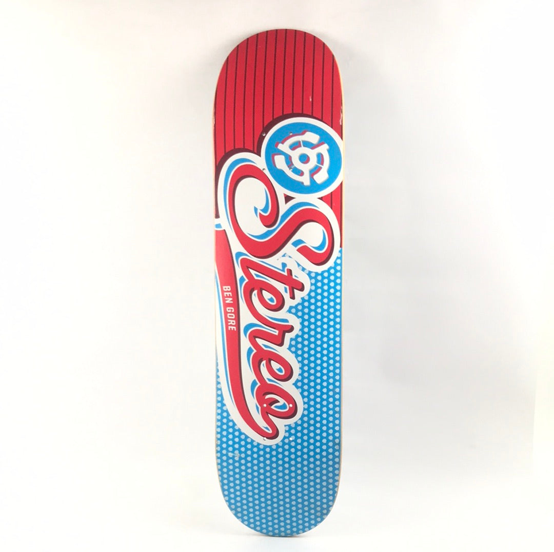 Stereo Ben Gore Cursive Red/White/Blue 8.125" Skateboard Deck
