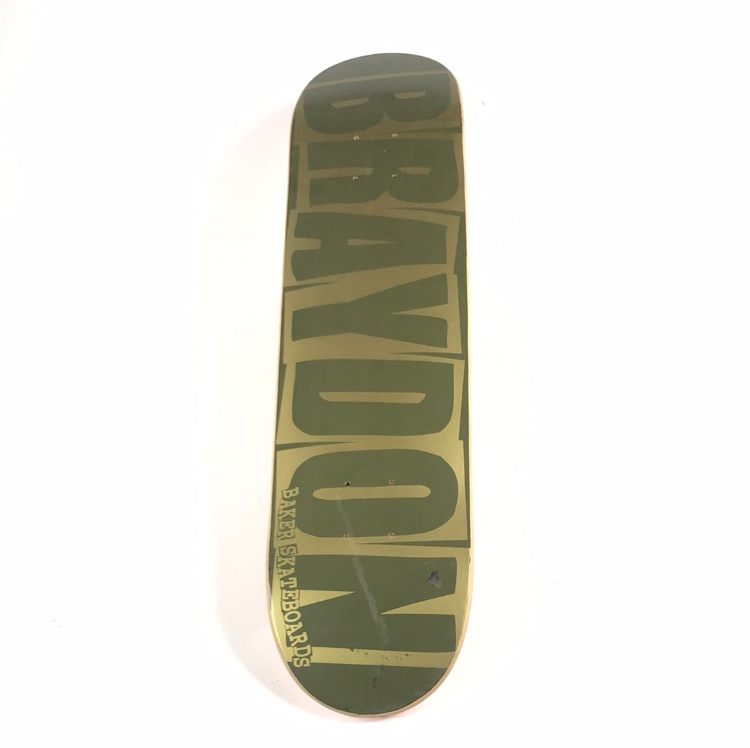Baker Braydon Szafranski Brand Name Gold/Green 7.6" Vintage NOS Deck