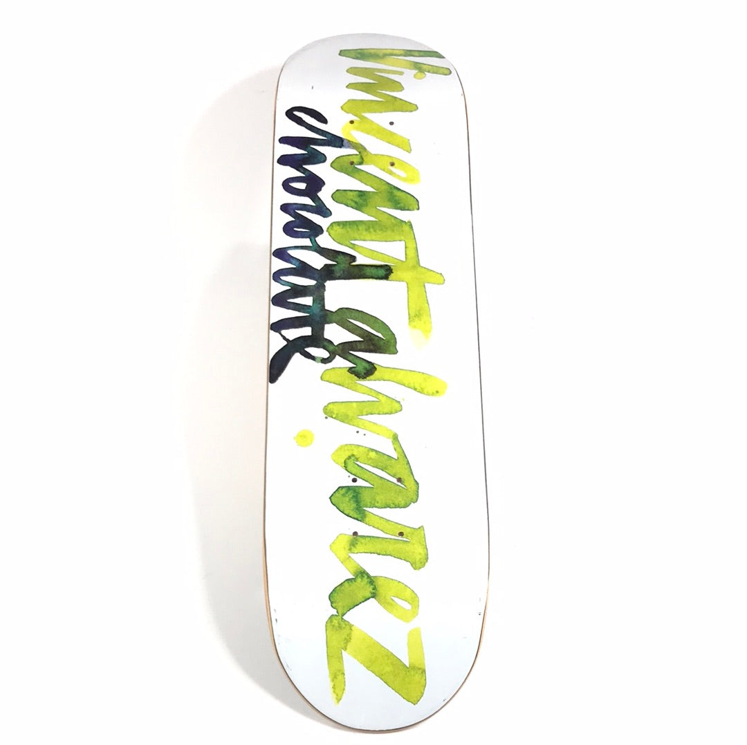 Chocolate Vincent Alvarez Watercolor Cursive White/Green 8.125" Skateboard