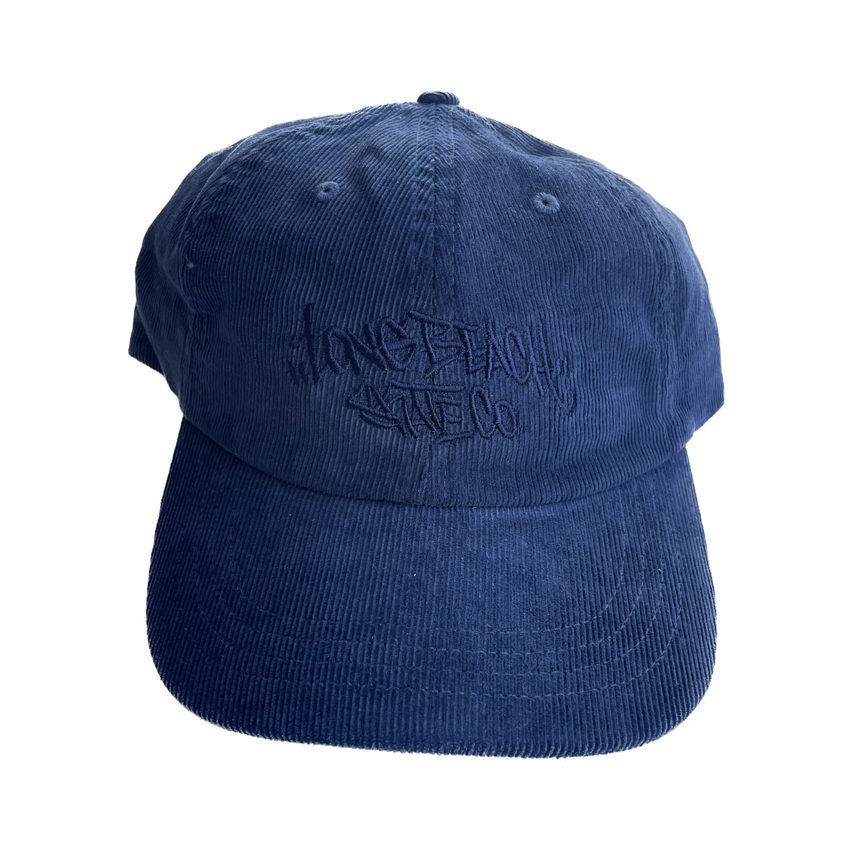 Long Beach Skate Co. Graffiti LBS Navy Corduroy Unstructured Dad Strapback Hat